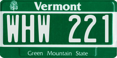 VT license plate WHW221