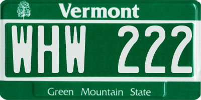 VT license plate WHW222