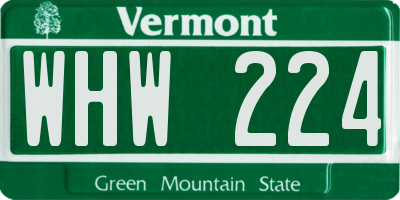 VT license plate WHW224