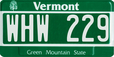 VT license plate WHW229