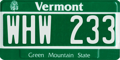 VT license plate WHW233
