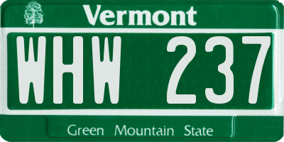 VT license plate WHW237