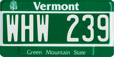 VT license plate WHW239