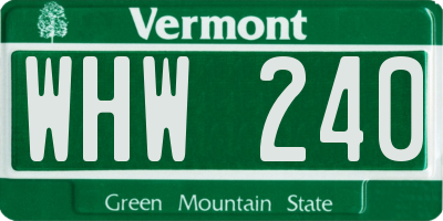 VT license plate WHW240