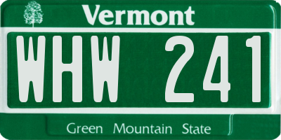 VT license plate WHW241