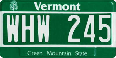 VT license plate WHW245