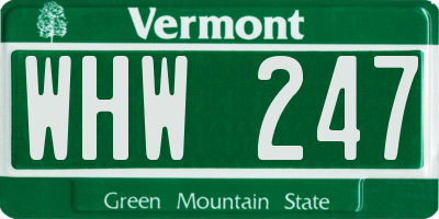 VT license plate WHW247