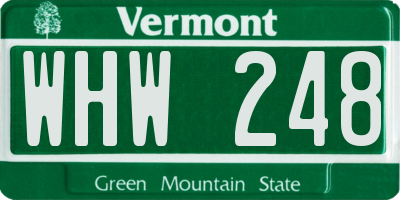 VT license plate WHW248