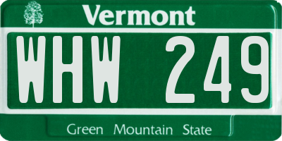 VT license plate WHW249