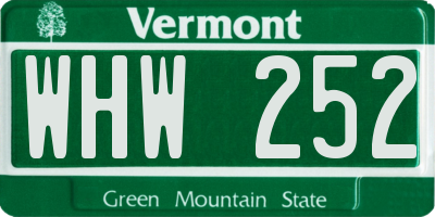 VT license plate WHW252