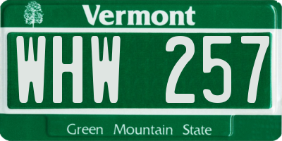 VT license plate WHW257
