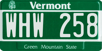 VT license plate WHW258