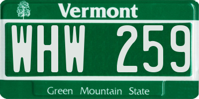 VT license plate WHW259