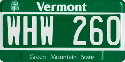 VT license plate WHW260