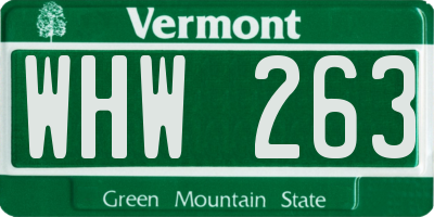 VT license plate WHW263
