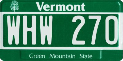 VT license plate WHW270