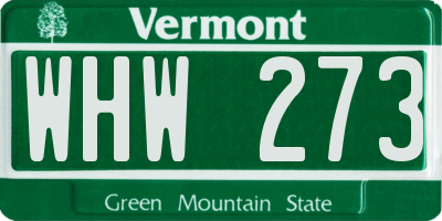VT license plate WHW273