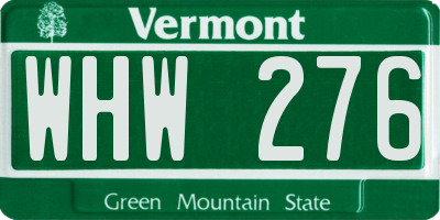 VT license plate WHW276
