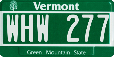 VT license plate WHW277
