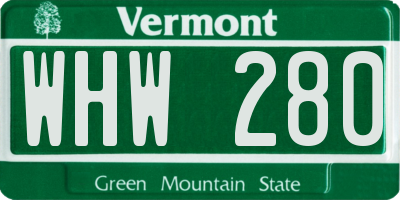 VT license plate WHW280