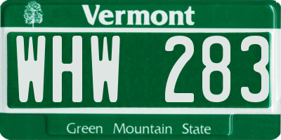 VT license plate WHW283