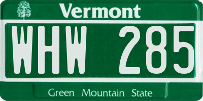 VT license plate WHW285