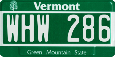 VT license plate WHW286