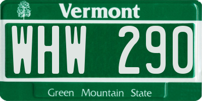 VT license plate WHW290