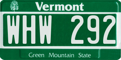 VT license plate WHW292