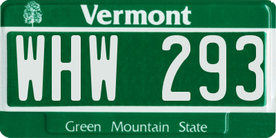 VT license plate WHW293
