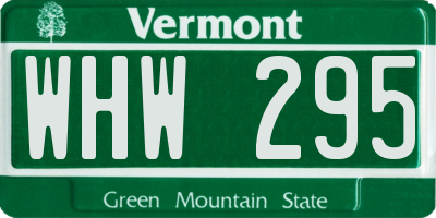 VT license plate WHW295