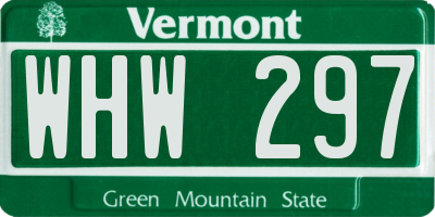 VT license plate WHW297