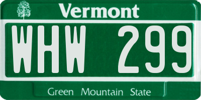 VT license plate WHW299