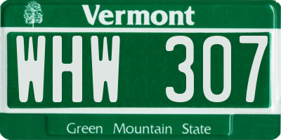 VT license plate WHW307