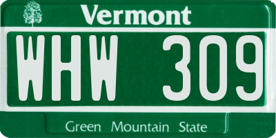 VT license plate WHW309