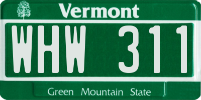 VT license plate WHW311