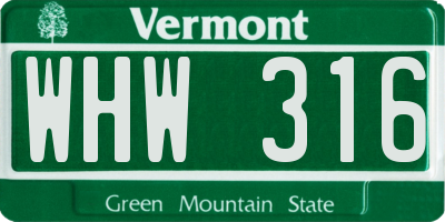 VT license plate WHW316