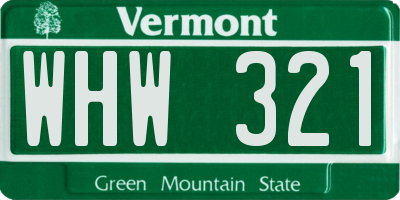 VT license plate WHW321
