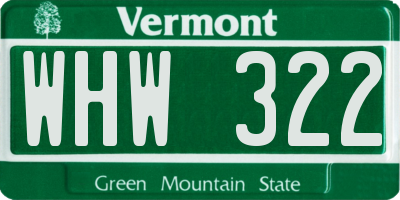 VT license plate WHW322