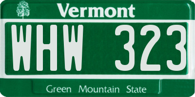 VT license plate WHW323