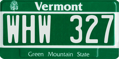 VT license plate WHW327
