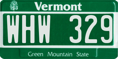 VT license plate WHW329
