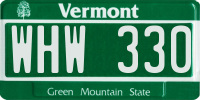 VT license plate WHW330