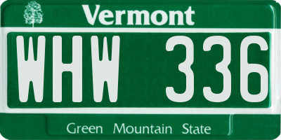 VT license plate WHW336