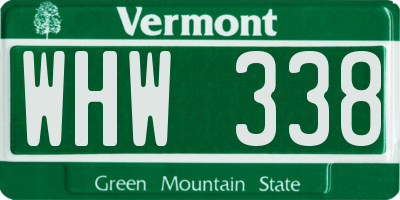 VT license plate WHW338