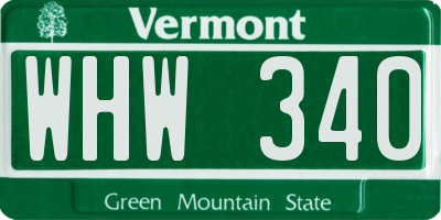 VT license plate WHW340