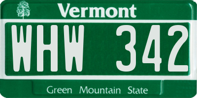 VT license plate WHW342