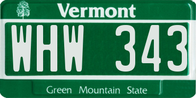 VT license plate WHW343