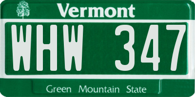 VT license plate WHW347