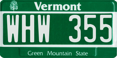 VT license plate WHW355